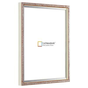 Fotolijst – Oranjebruin met Zilver - Witte zijkant - Smal Lijstprofiel, 25x25cm
