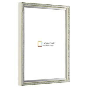 Fotolijst – Pastel Groen met Zilver - Witte zijkant - Smal Lijstprofiel, 30x45cm